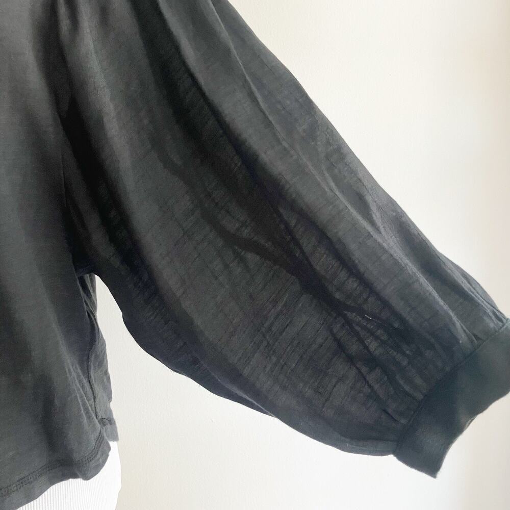Anthropologie Akemi + Kin XS Top Black Balloon 3/4 Sleeves Square Neck Blouse - Picture 4 of 10